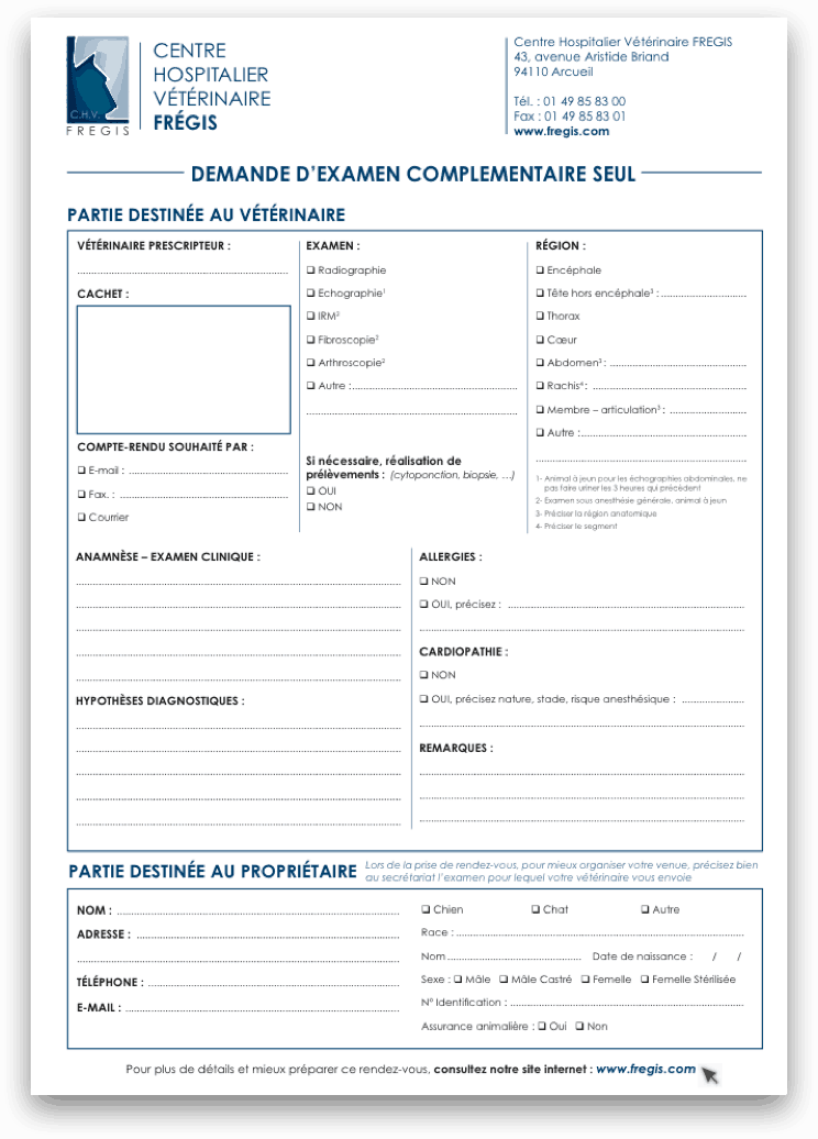 LA FICHE DE DEMANDE D’EXAMEN COMPLEMENTAIRE